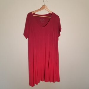 Torrid Super Soft Knit Trapeze Dress Wine Dip Dye Red V-neck Teacher Dress